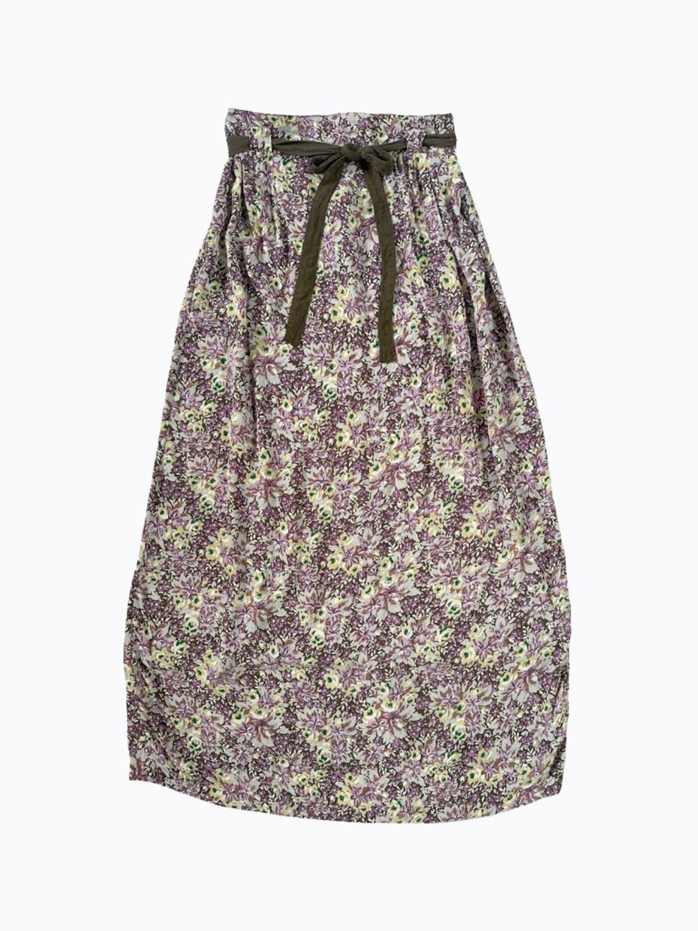 Vtg April Cornell Garden Floral Rayon Maxi Skirt M/L Belted Lavender Whimsigoth